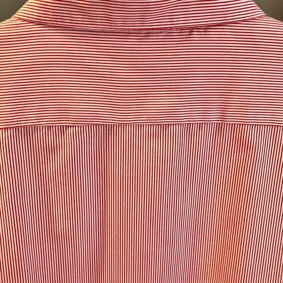 Women’s oversized 3X Collard Cotton, button up, long sleeve blouse. Red/White. - Picture 5 of 16
